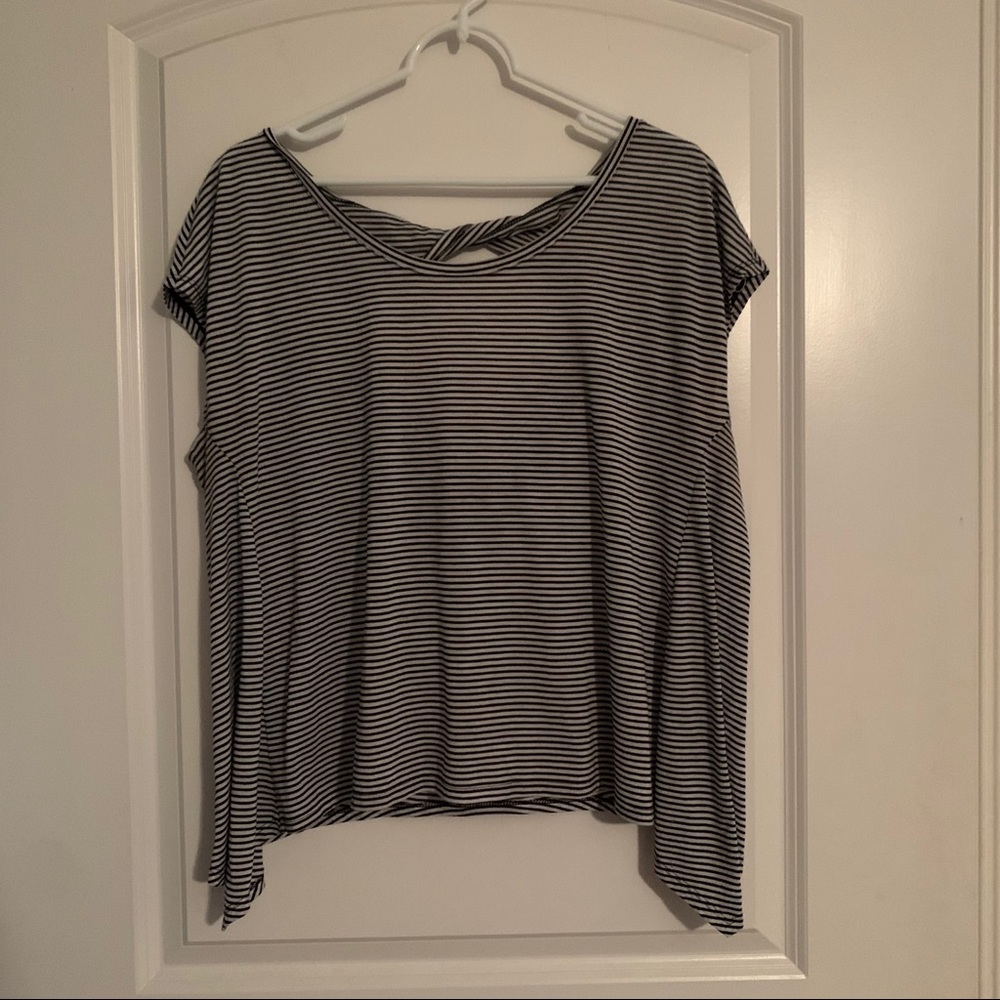 Striped Open Back American Eagle Tee